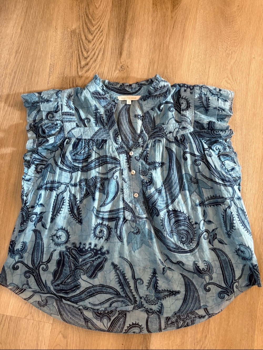 Love The Label Sara Top - Sasha Blue Paisley size small boho peasant festival - Picture 3 of 7